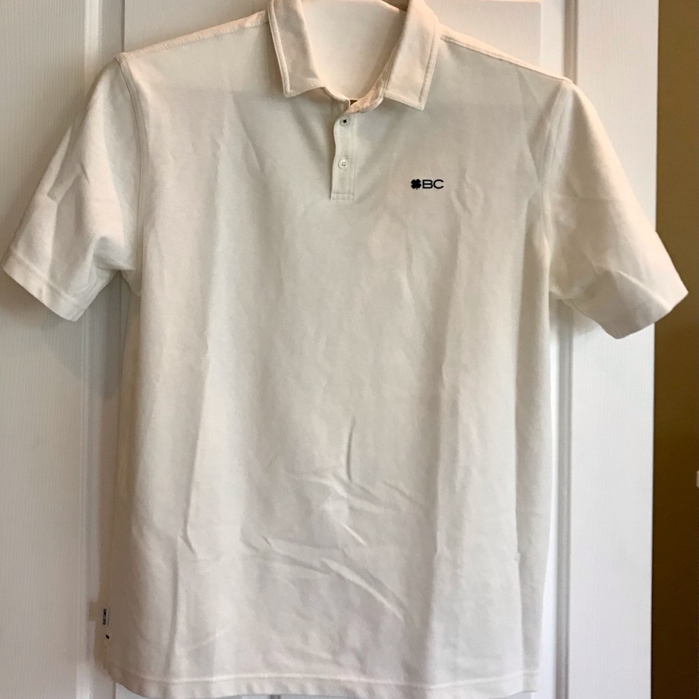 Live Lucky Black Clover Mens Golf Polo Shirt XXL Cream short sleeve Clean! EUC